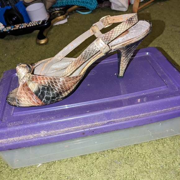 Women's Snakeskin Strap Heels by Andrew Gellar (Used) - Picture 3 of 11